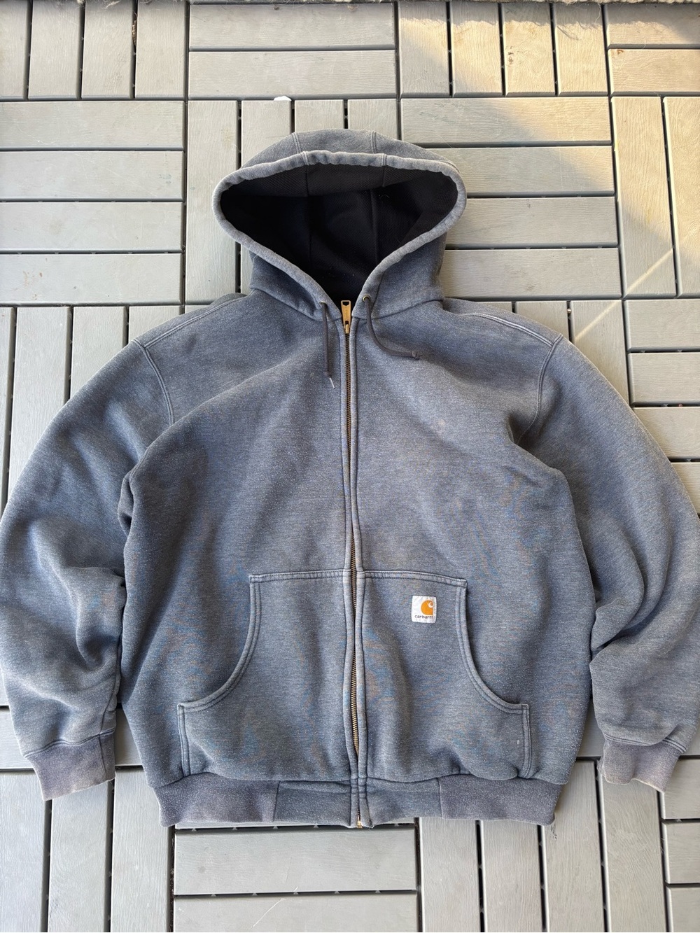 Carhartt Gray Fleece-Lined Hooded Zip Jacket